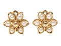 14K And Pearl Floral Clip Earrings