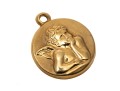 14k Yellow Gold Charming Guardian Angel Medal