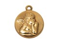 14k Yellow Gold Charming Guardian Angel Medal