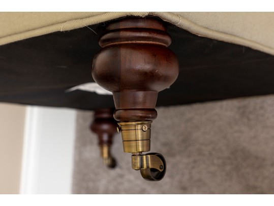 Contemporary Tufted Khaki Storage Ottoman