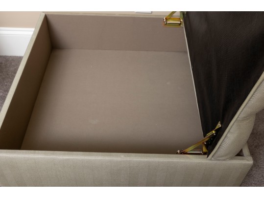 Contemporary Tufted Khaki Storage Ottoman
