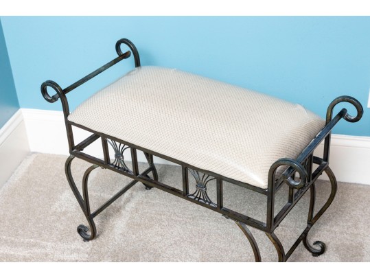 Hollywood Regency Iron Vanity Bench
