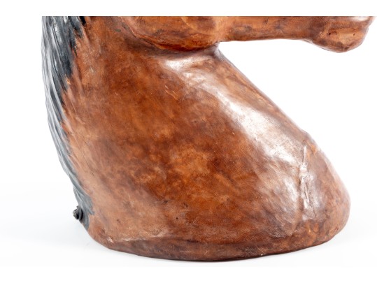 Vintage Handmade Leather Wrapped Horse Head Bust 