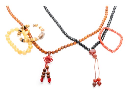 Coral, Tourmaline & River Stone Beaded Bracelets And Necklaces