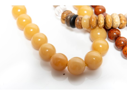 Coral, Tourmaline & River Stone Beaded Bracelets And Necklaces