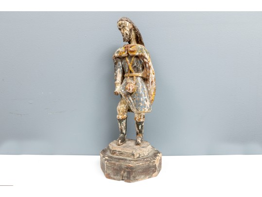 Spanish Colonial Saint Roch Santo Wood Carving