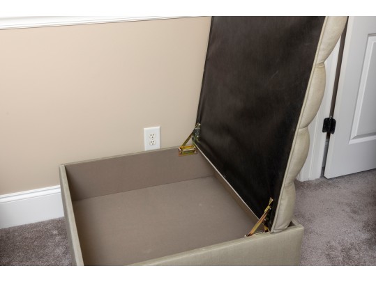 Contemporary Tufted Khaki Storage Ottoman