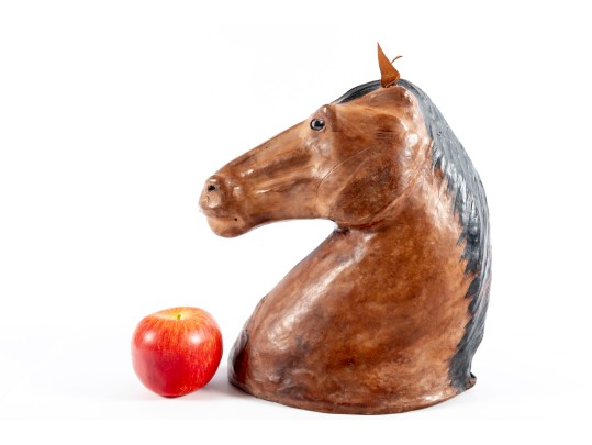 Vintage Handmade Leather Wrapped Horse Head Bust 