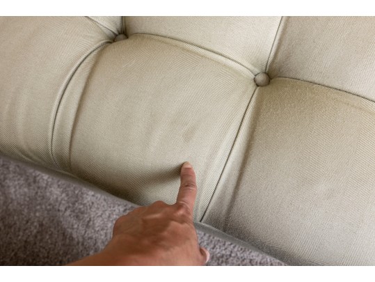 Contemporary Tufted Khaki Storage Ottoman