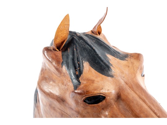 Vintage Handmade Leather Wrapped Horse Head Bust 