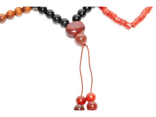 Coral, Tourmaline & River Stone Beaded Bracelets And Necklaces