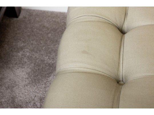 Contemporary Tufted Khaki Storage Ottoman