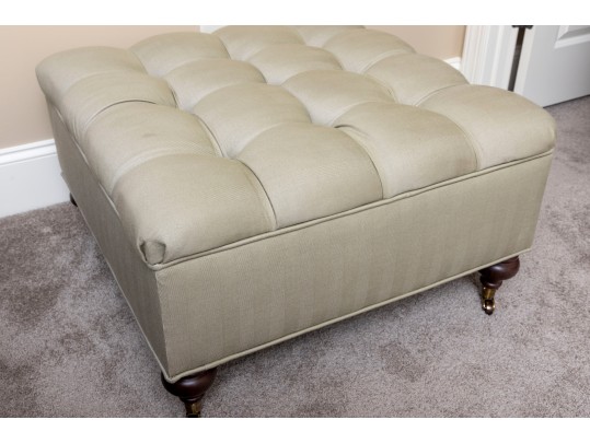 Contemporary Tufted Khaki Storage Ottoman