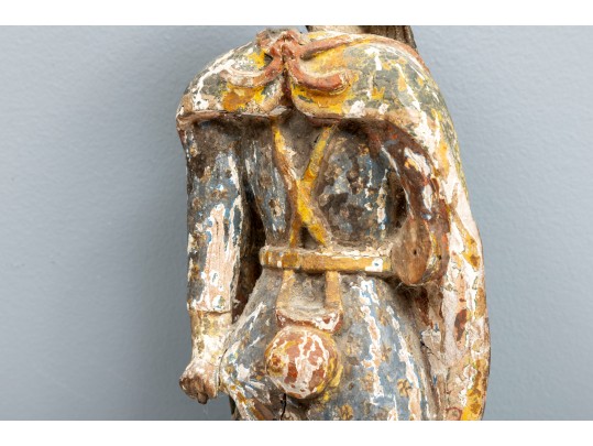 Spanish Colonial Saint Roch Santo Wood Carving