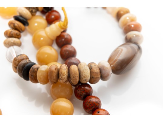 Coral, Tourmaline & River Stone Beaded Bracelets And Necklaces