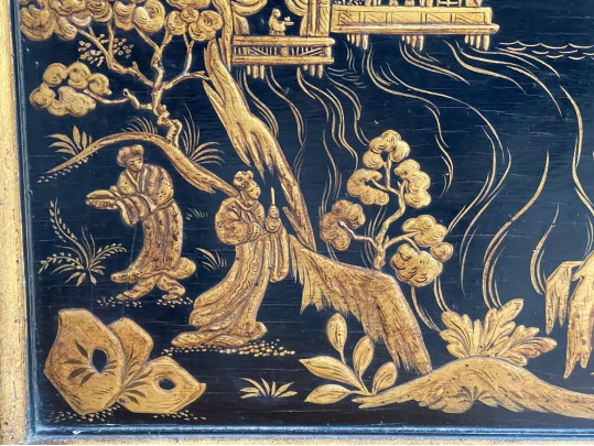 Stunning Chinoiserie Ebonized And Gilt Decorated Vitrine, 20th C. 