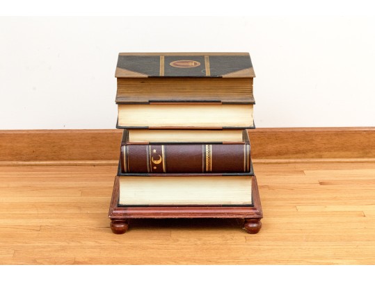 Wonderful Trompe L'oeil Stacked Book Storage Side Table