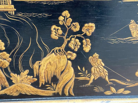 Stunning Chinoiserie Ebonized And Gilt Decorated Vitrine, 20th C. 