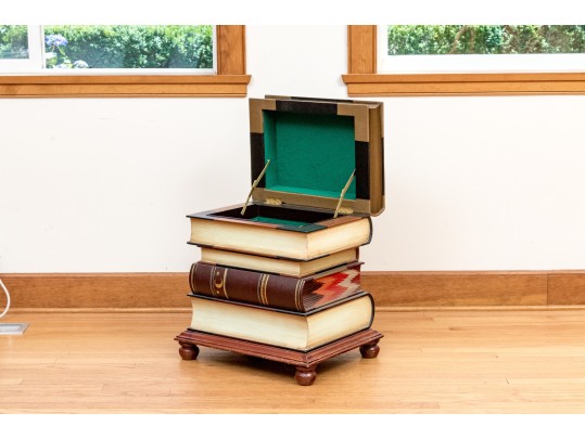 Wonderful Trompe L'oeil Stacked Book Storage Side Table