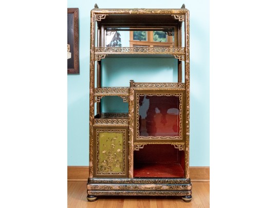 Antique Japanese Lacquered Curio Cabinet