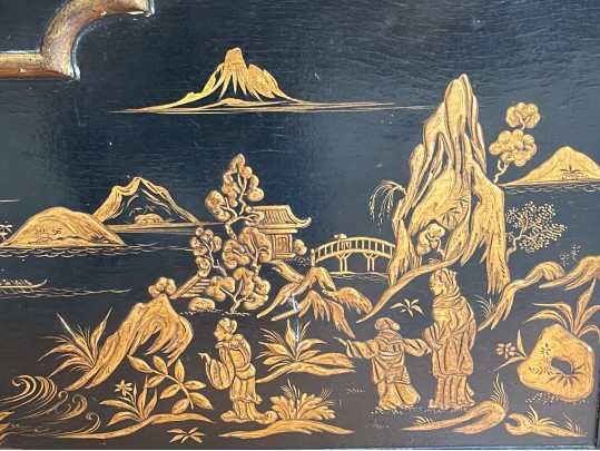 Stunning Chinoiserie Ebonized And Gilt Decorated Vitrine, 20th C. 