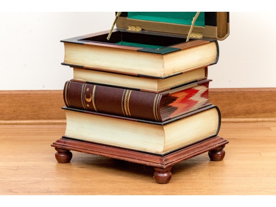 Wonderful Trompe L'oeil Stacked Book Storage Side Table