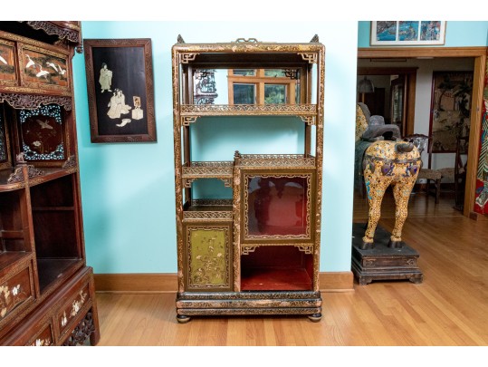 Antique Japanese Lacquered Curio Cabinet