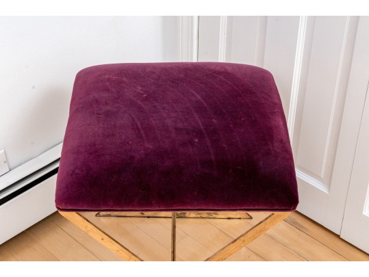 Contemporary Brassy “X” Upholstered Bench 