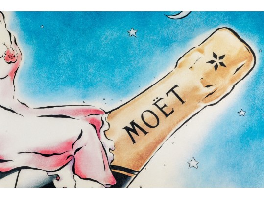 Moet Et Chandon Champagne Reproduction Advertising Poster, Framed