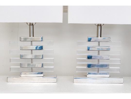 Pair Of Chrome & Acrylic 