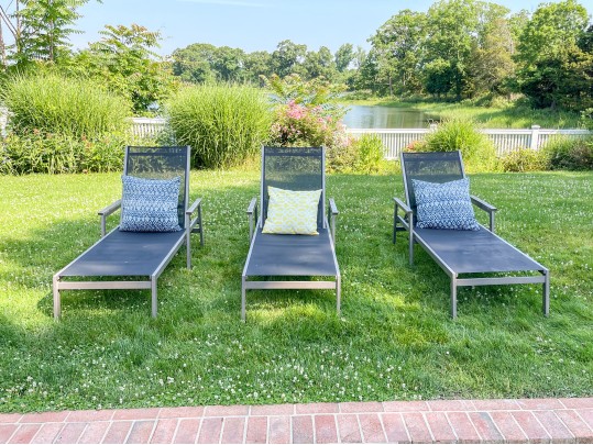 PAIR Of Gloster Aluminum And Teak Chaise Lounges