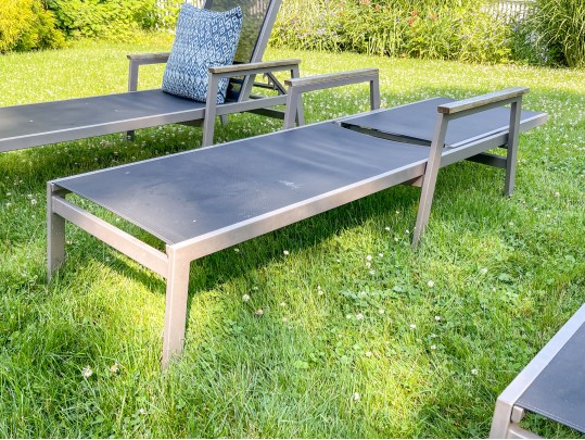 PAIR Of Gloster Aluminum And Teak Chaise Lounges