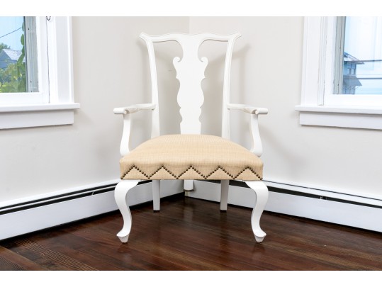 Contemporary Oversized Lacquered Queen Ann Style Arm Chair 