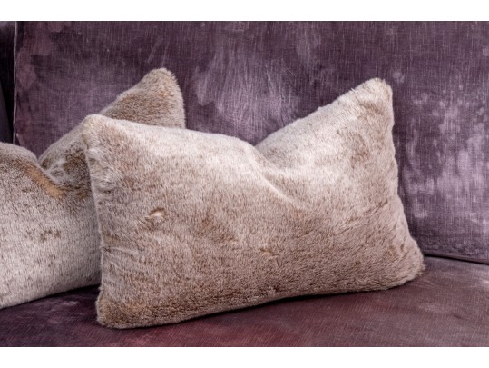 Pair Of Restoration Hardware Faux Fur Bolsters 