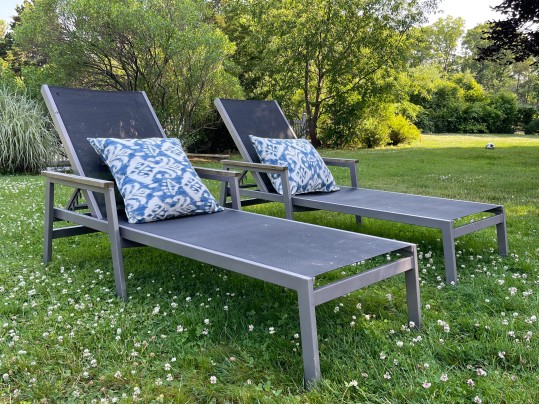 Pair Of Gloster Aluminum And Teak Chaise Lounges