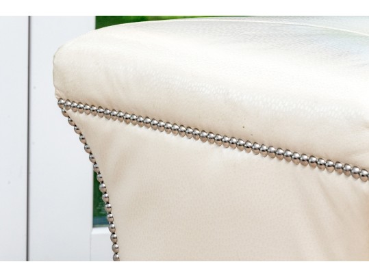 Striking Pair Of Faux Ostrich Leather Upholstered Ottomans