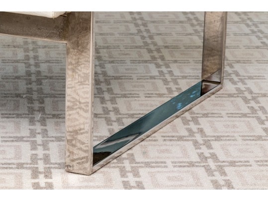 Stunning Chrome Framed Faux Ostrich Leather Upholstered Armchair 