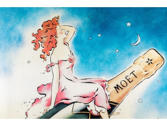 Moet Et Chandon Champagne Reproduction Advertising Poster, Framed