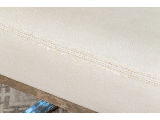 Stunning Chrome Framed Faux Ostrich Leather Upholstered Armchair 