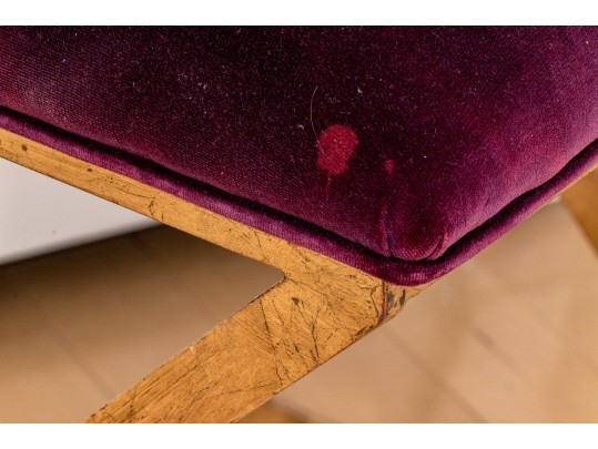 Contemporary Brassy “X” Upholstered Bench 