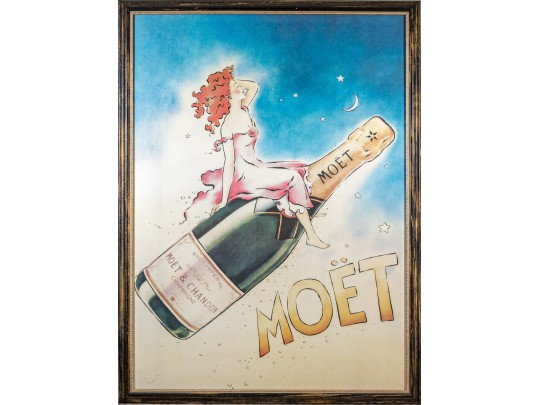 Moet Et Chandon Champagne Reproduction Advertising Poster, Framed