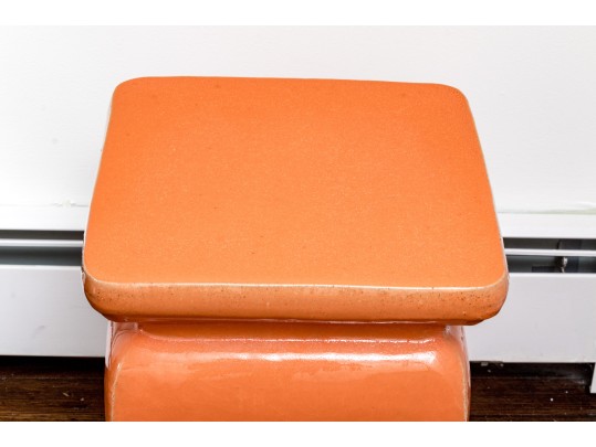 Vibrant Paprika Glazed Ceramic Garden Stool  