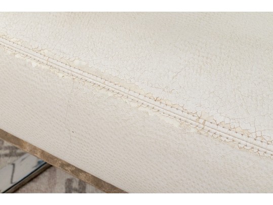 Stunning Chrome Framed Faux Ostrich Leather Upholstered Armchair 