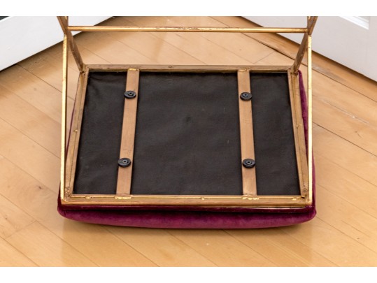 Contemporary Brassy “X” Upholstered Bench 