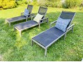 PAIR Of Gloster Aluminum And Teak Chaise Lounges