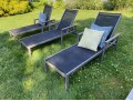PAIR Of Gloster Aluminum And Teak Chaise Lounges