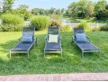 PAIR Of Gloster Aluminum And Teak Chaise Lounges