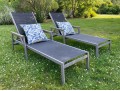 Pair Of Gloster Aluminum And Teak Chaise Lounges