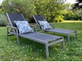Pair Of Gloster Aluminum And Teak Chaise Lounges