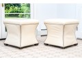 Striking Pair Of Faux Ostrich Leather Upholstered Ottomans